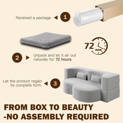 Floor sofa with 2 pillows in gray upholstery, HouseOfZazla convertible twin-size mattress on Tampa Home & Garden Store