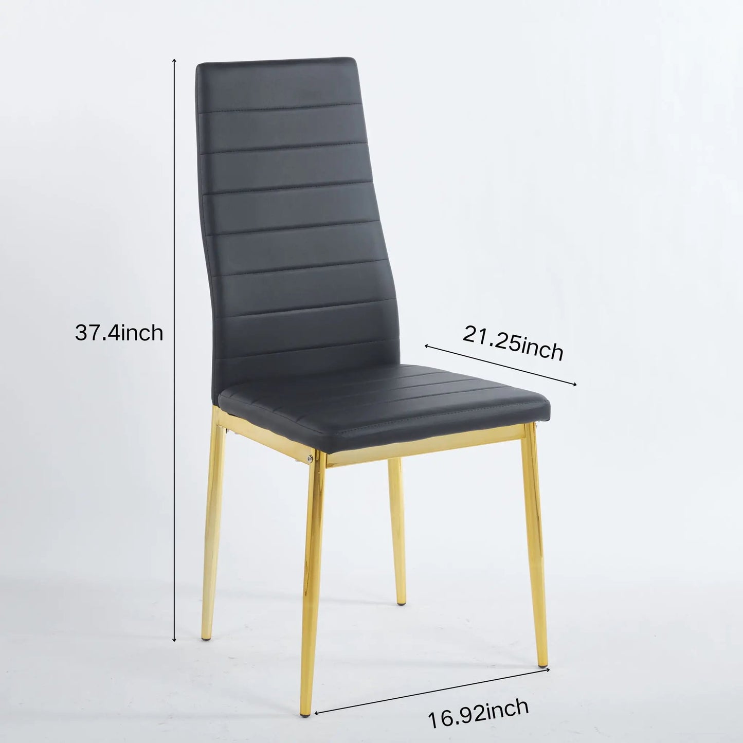 Elegant Legs Dining Chair set of 4 in charcoal faux leather with gold-tone metal legs on Tampa Home & Garden Store