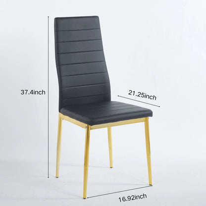 Elegant Legs Dining Chair set of 4 in charcoal faux leather with gold-tone metal legs on Tampa Home & Garden Store