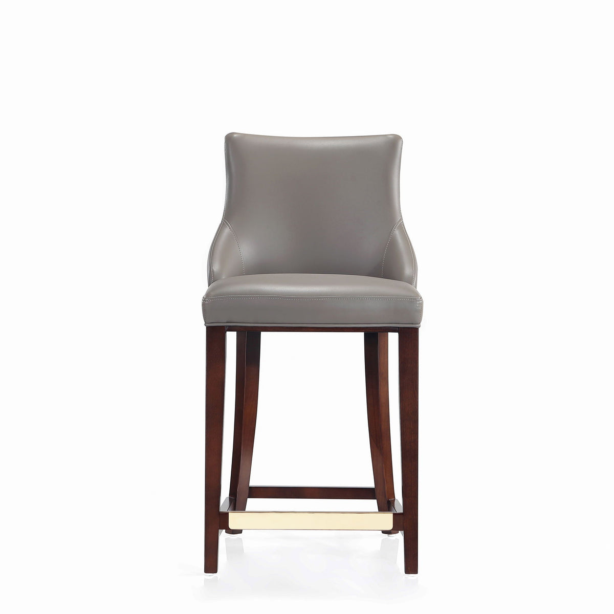 Shubert Counter Stool gray leather high back with dark wood legs HouseOfZazla on Tampa Home & Garden Store