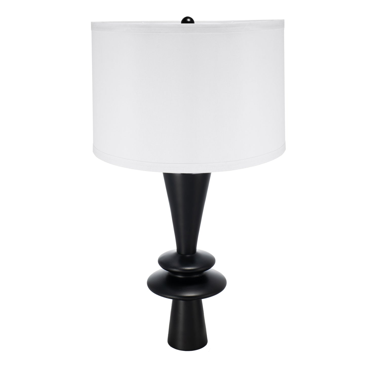Table lamp D15x26.7in with white drum shade and black pedestal base by HouseOfZazla on Tampa Home & Garden Store