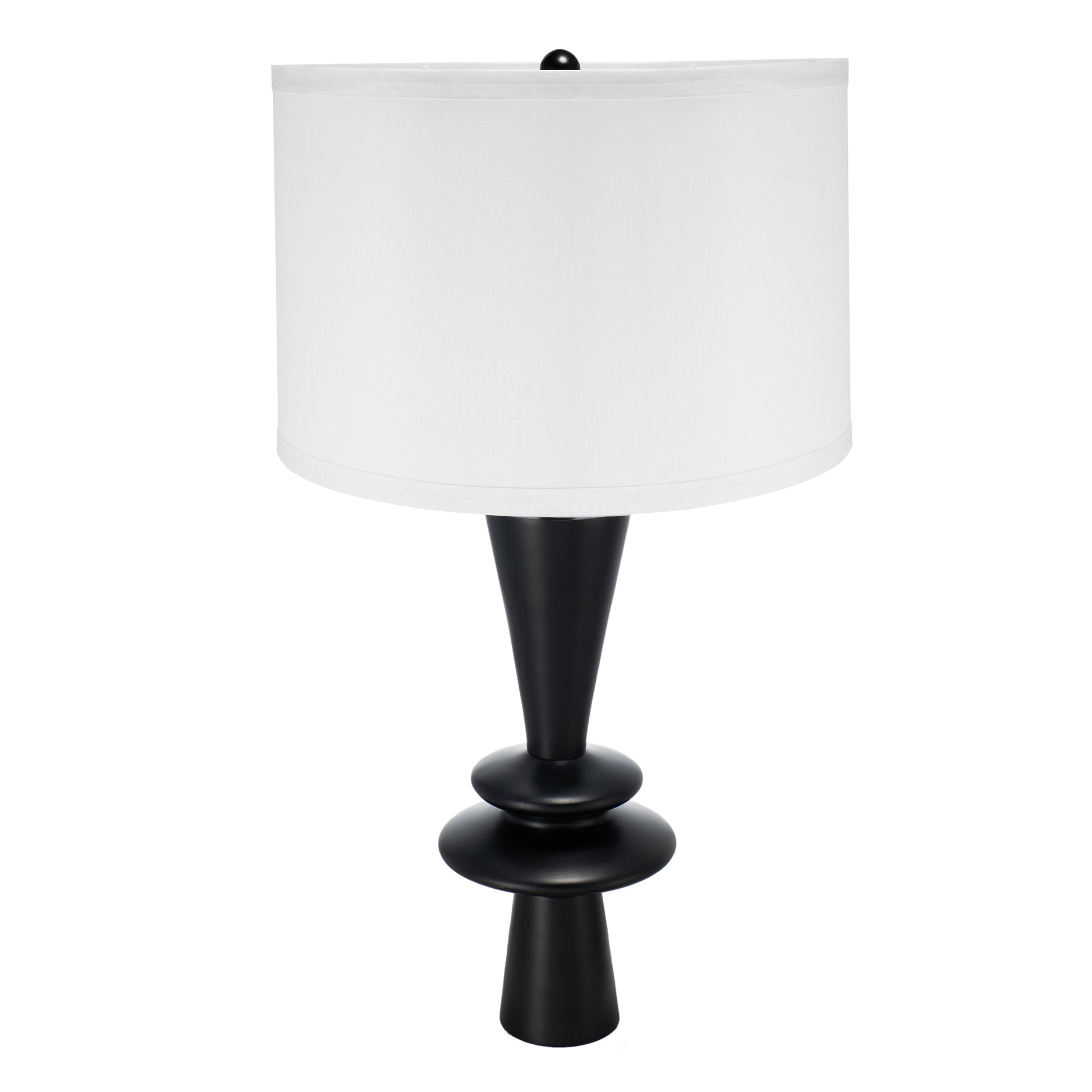 Table lamp D15x26.7in with white drum shade and black pedestal base by HouseOfZazla on Tampa Home & Garden Store