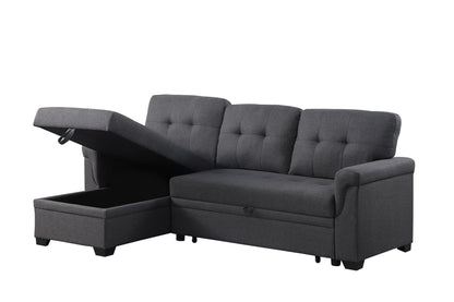 Lucca gray reversible sleeper sectional sofa with storage chaise by HouseOfZazla on Tampa Home & Garden Store
