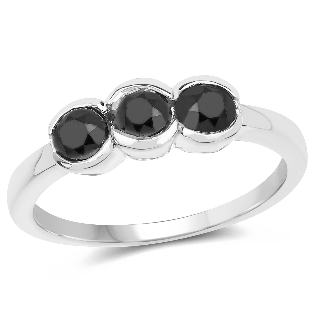 1.16ct Genuine Black Diamond Sterling Silver Ring with three-stone design by Bids.com on Tampa Home & Garden Store