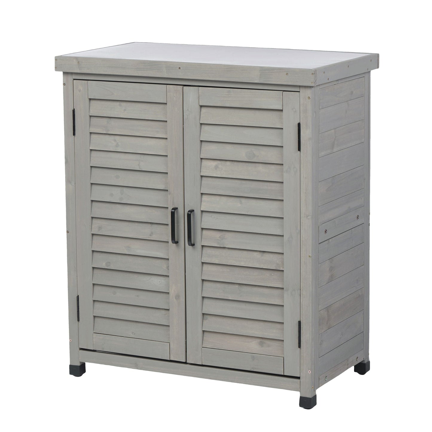 Outdoor Potting Bench With Metal Top and Cabinet