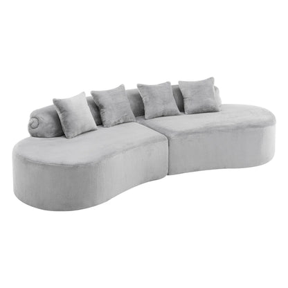 Modern Curved Sofa with Pillows for Living Room