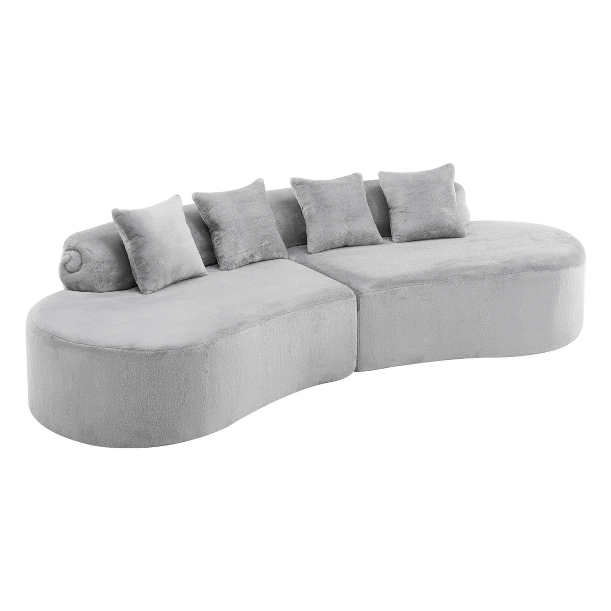 Modern Curved Sofa and the Soft Linen Pillows