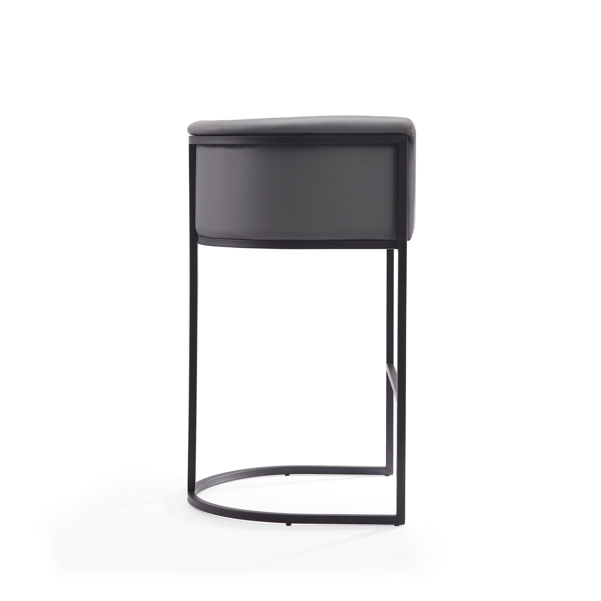 Cosmopolitan Stool with upholstered gray seat and black metal frame, counter-height 24-27 on Tampa Home & Garden Store