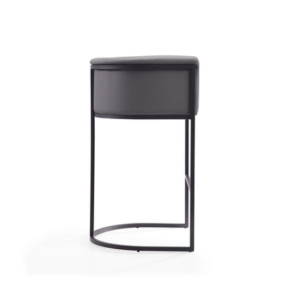 Cosmopolitan Stool with upholstered gray seat and black metal frame, counter-height 24-27 on Tampa Home & Garden Store