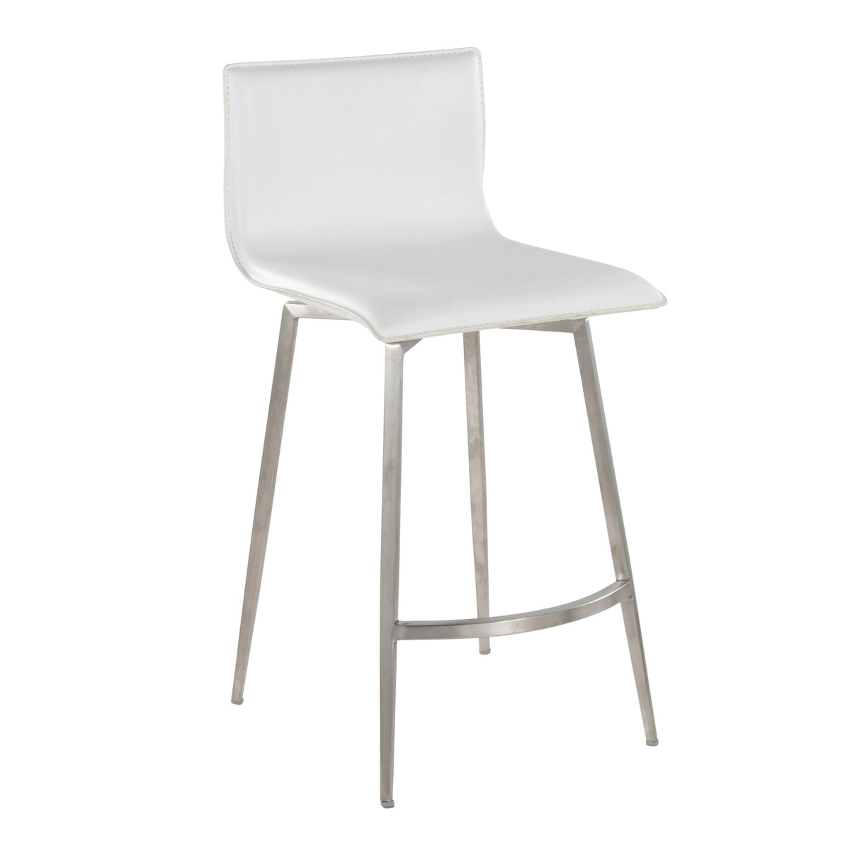 HouseOfZazla Mara white upholstered contemporary fixed-height swivel counter stool set of 2 on Tampa Home & Garden Store