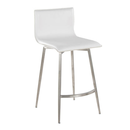 HouseOfZazla Mara white upholstered contemporary fixed-height swivel counter stool set of 2 on Tampa Home & Garden Store
