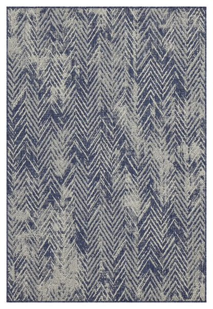 Sunshine runner rug navy and beige chevron pattern, polypropylene indoor/outdoor 2ft7in x 7ft3in on Tampa Home & Garden Store