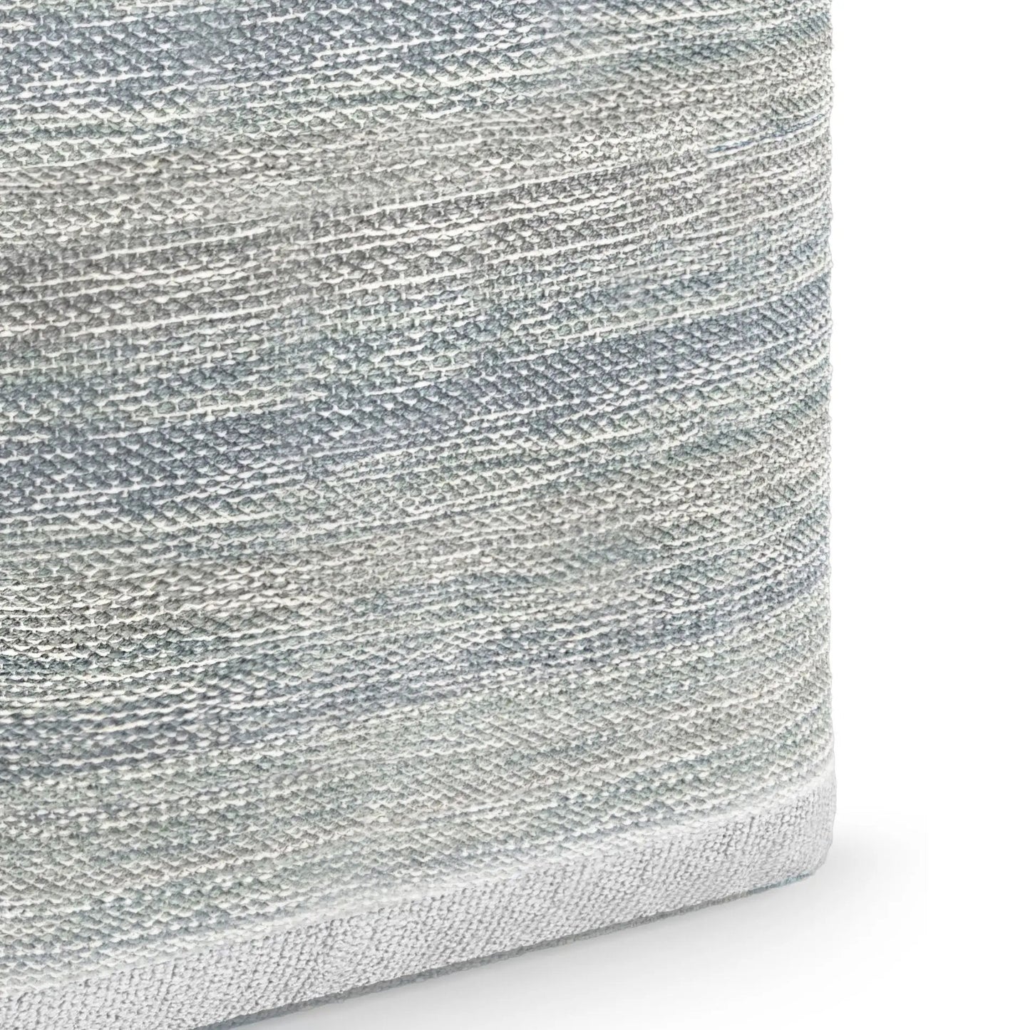 Naya Upholstered Cube Pouf in gray-blue textured weave with seam by Unique Piece Furniture on Tampa Home & Garden Store