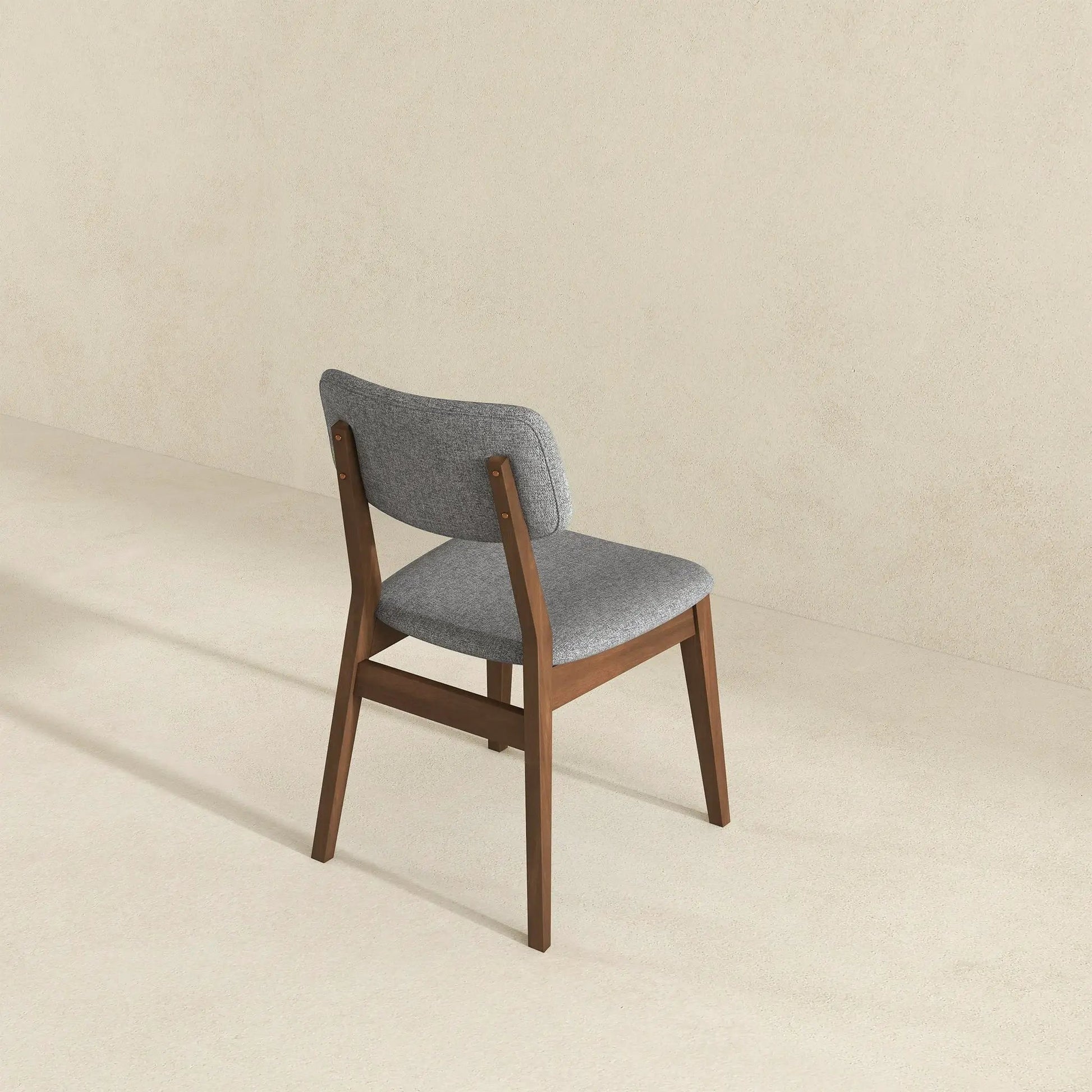 Carlos Solid Back Side Chair set of 2 with gray fabric upholstery and wooden frame on Tampa Home & Garden Store
