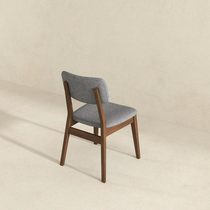 Carlos Solid Back Side Chair set of 2 with gray fabric upholstery and wooden frame on Tampa Home & Garden Store