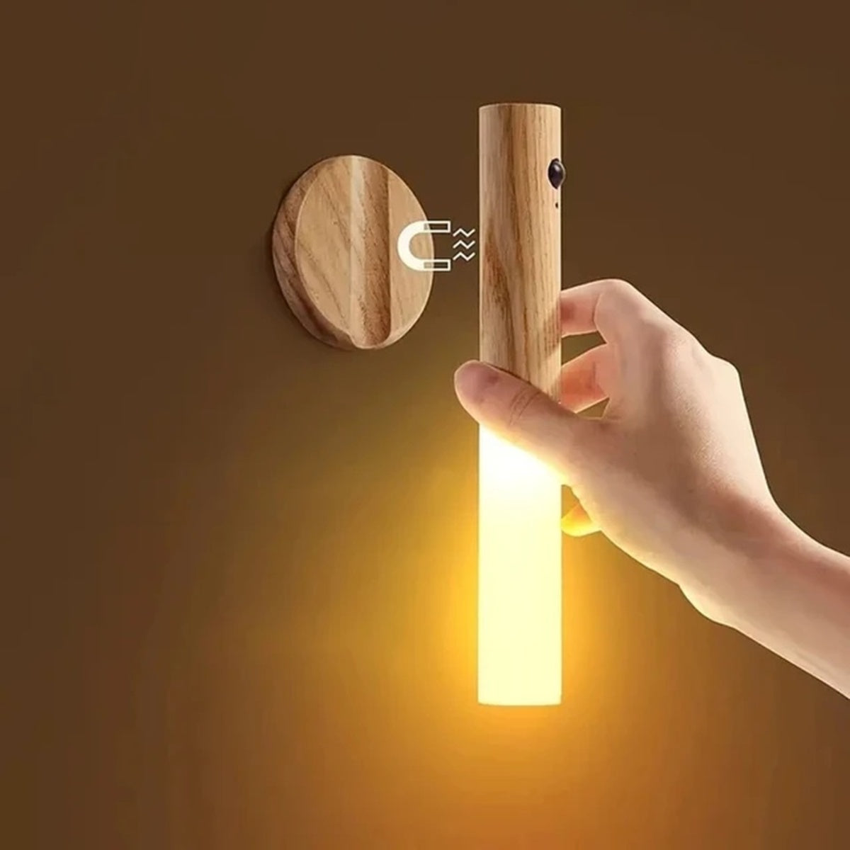 Rechargeable Motion Sensor Night Light Magnetic Wood Wall Lamp UpTrend Deals glow on Tampa Home & Garden Store