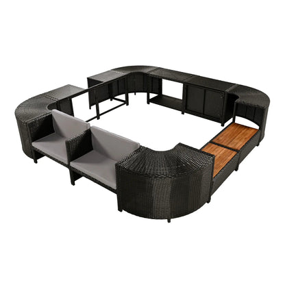 Spa Surround Outdoor Rattan Sectional Sofa Set