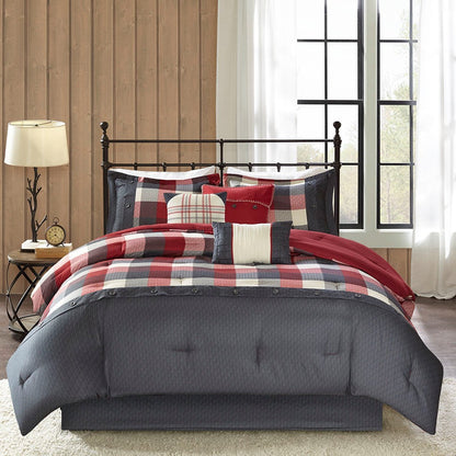Queen 7 Piece Herringbone Comforter and Set