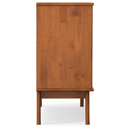 HouseOfZazla brown 4-door sideboard buffet with rounded top edge and compact legs, 66 in wide on Tampa Home & Garden Store