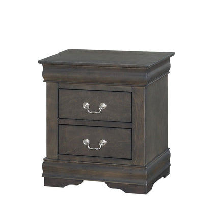 Louis Philippe Accent Nightstand in dark espresso with two drawers and silver hardware on Tampa Home & Garden Store