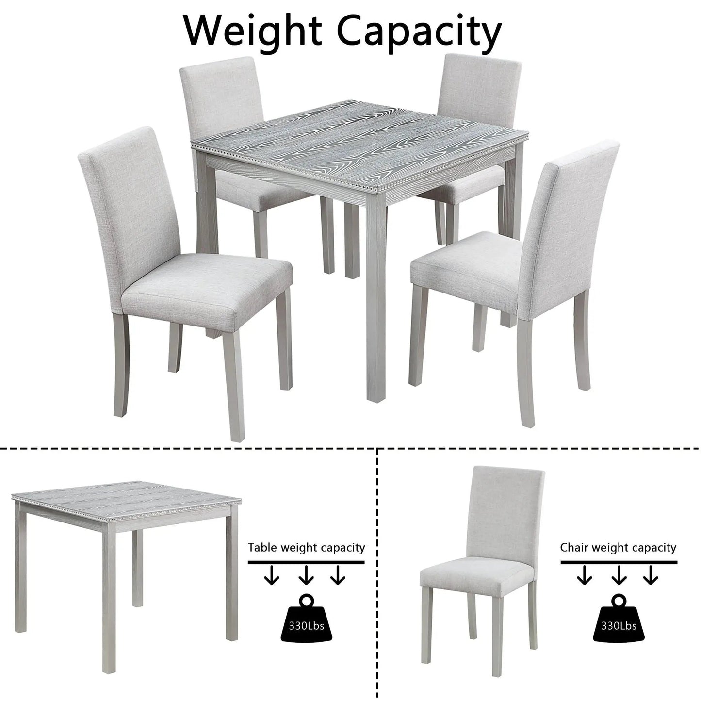5 piece dining set with crystal-edged table and upholstered chairs by Unique Piece Furniture on Tampa Home & Garden Store