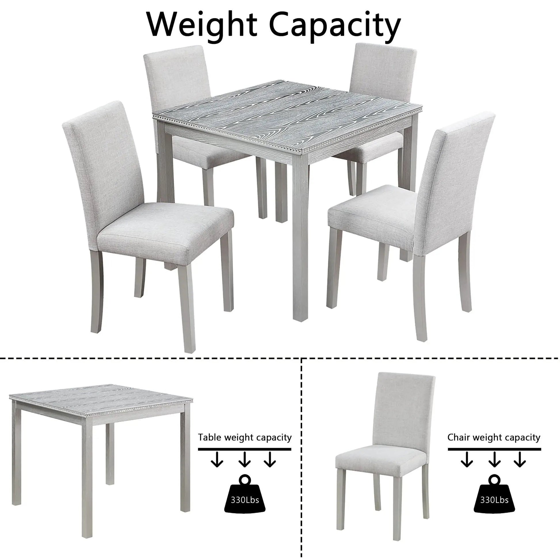 5 piece dining set with crystal-edged table and upholstered chairs by Unique Piece Furniture on Tampa Home & Garden Store