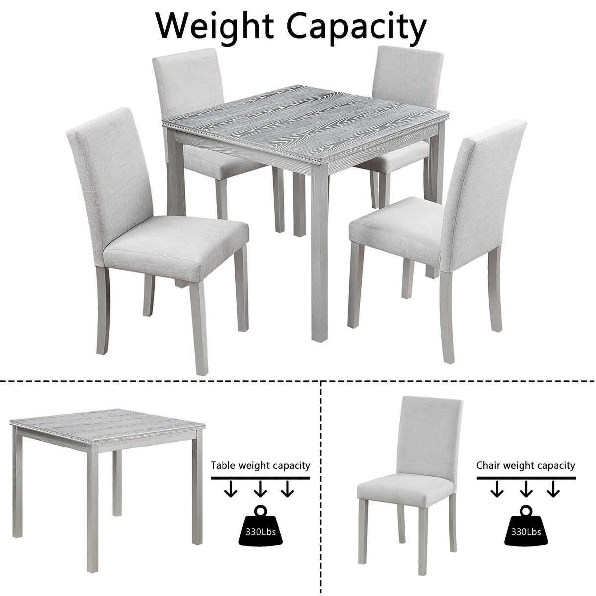 Dining Table Set with Crystal Accents and Upholstered Chairs, 5-piece gray by HouseOfZazla on Tampa Home & Garden Store