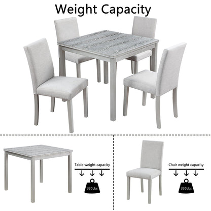 Dining Table Set with Crystal Accents and Upholstered Chairs, 5-piece gray by HouseOfZazla on Tampa Home & Garden Store
