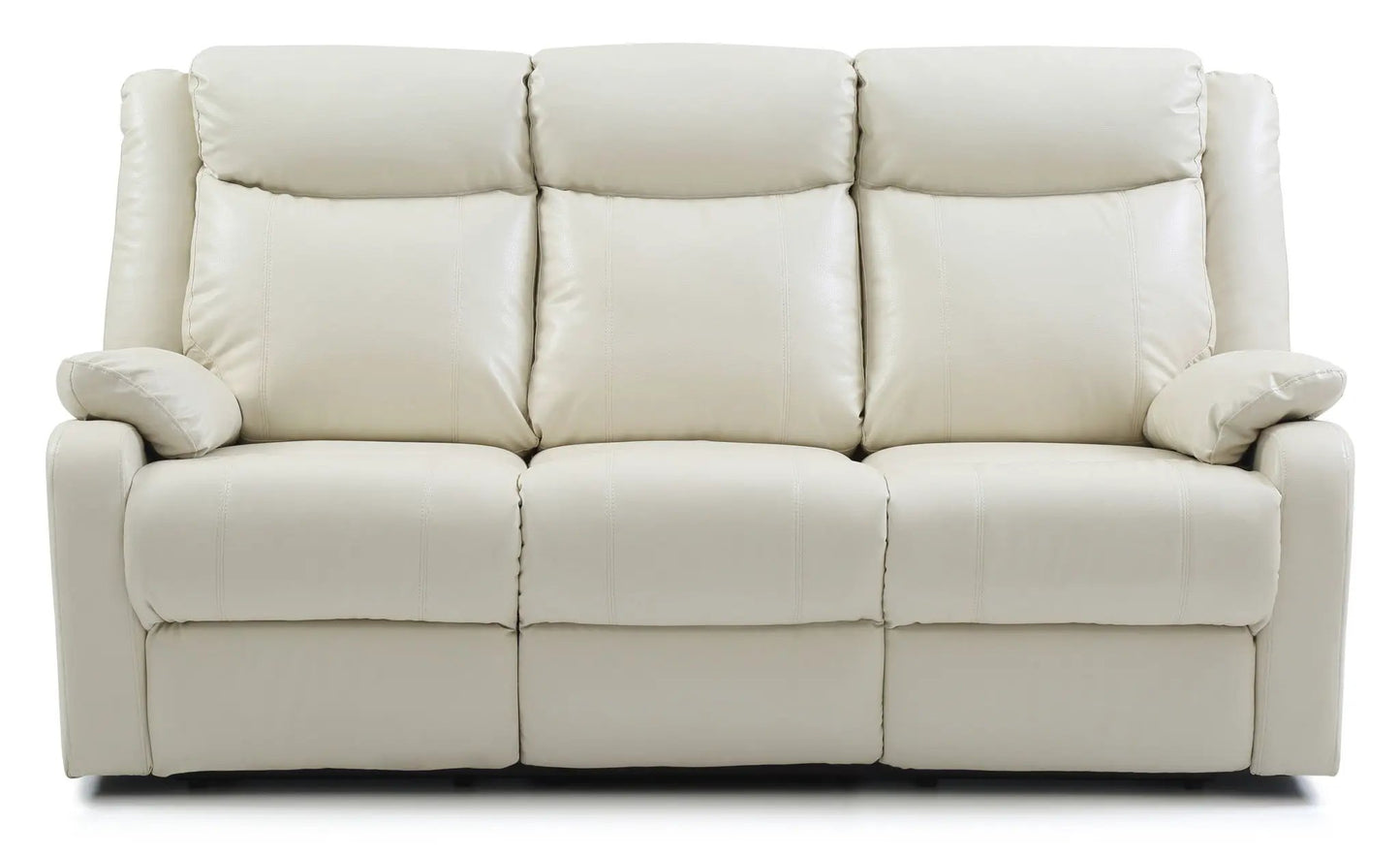 Contemporary three-seater cream leather sofa with plush cushions and padded arms on Tampa Home & Garden Store