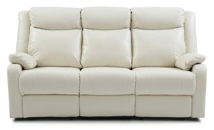 Contemporary three-seater cream leather sofa with plush cushions and padded arms on Tampa Home & Garden Store