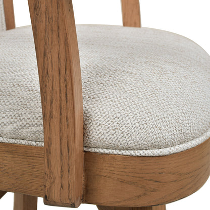 Williams Swivel Bar Stool with Armrests, solid hardwood frame in brown beige fabric 28-30 in on Tampa Home & Garden Store
