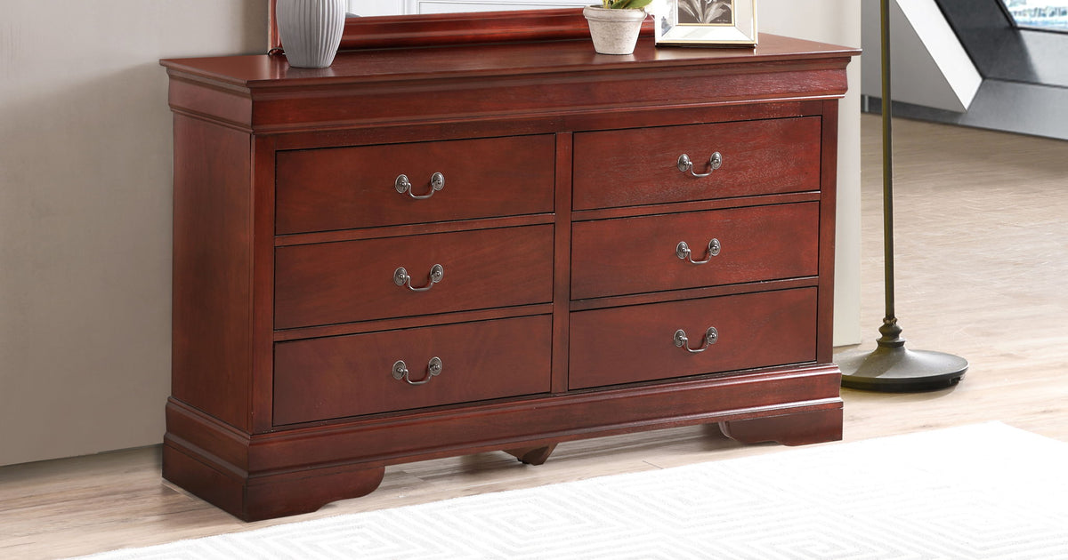 Louis Phillipe dresser by HouseOfZazla with English dovetailed drawers in dark red wood finish on Tampa Home & Garden Store