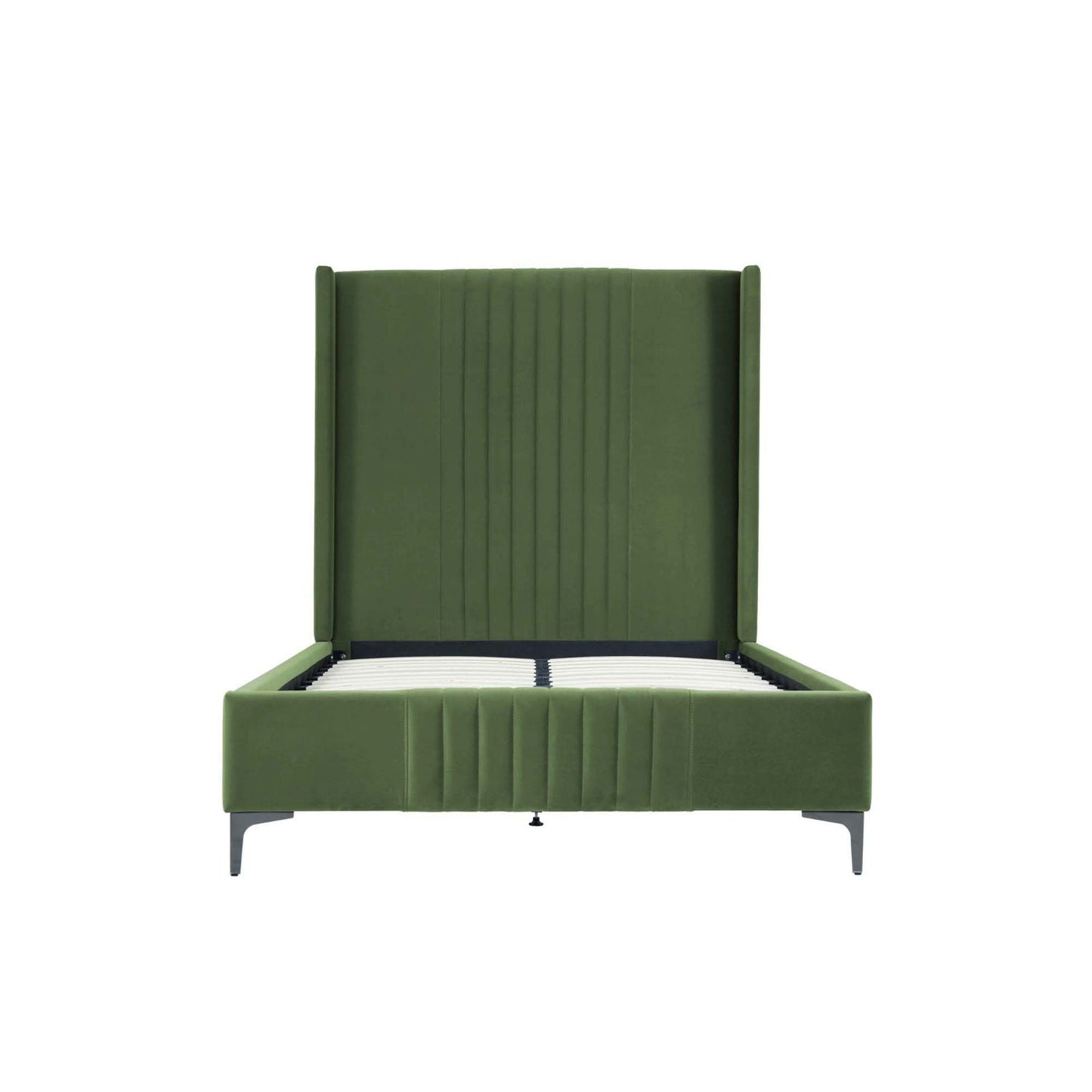 Promenade bed with green upholstered headboard and slatted base by HouseOfZazla on Tampa Home & Garden Store