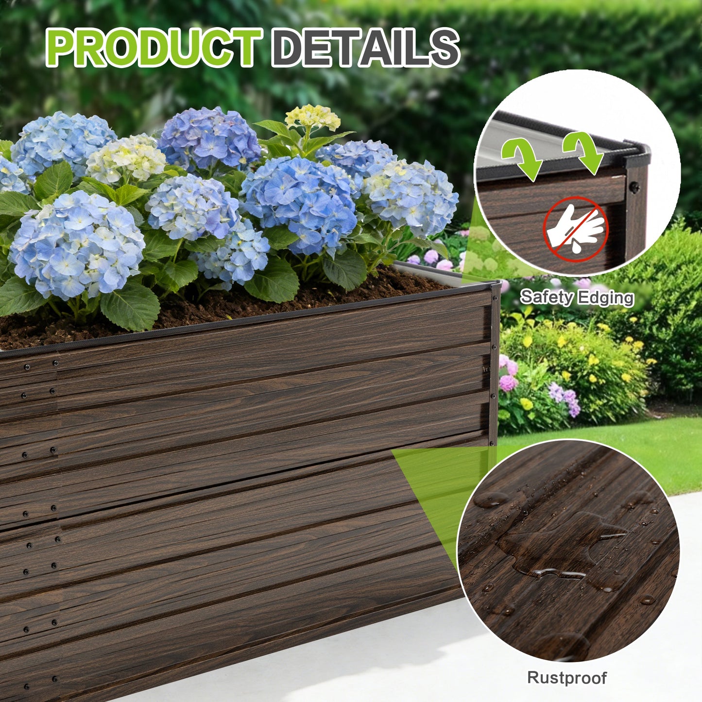 Raised garden bed kit 2-pack metal elevated planter box in wood by HouseOfZazla rustproof on Tampa Home & Garden Store