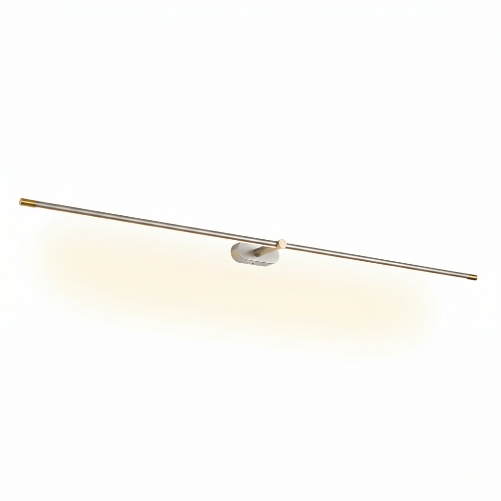 Rechargeable linear LED wall lamp Moktan Sabai with remote, silver bar gold ends wall-mount on Tampa Home & Garden Store