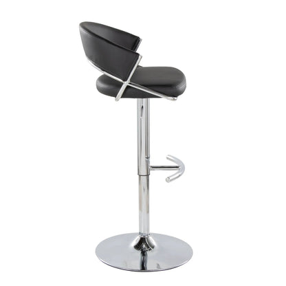 Jie adjustable barstool set of 2 with swivel, black leatherette seat, chrome T-footrest on Tampa Home & Garden Store