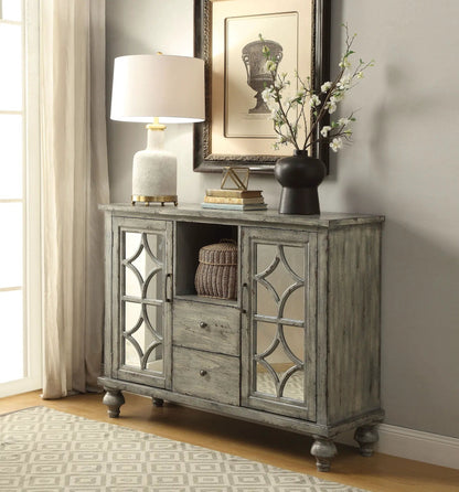 Velika Weathered Console Table With Storage Gray