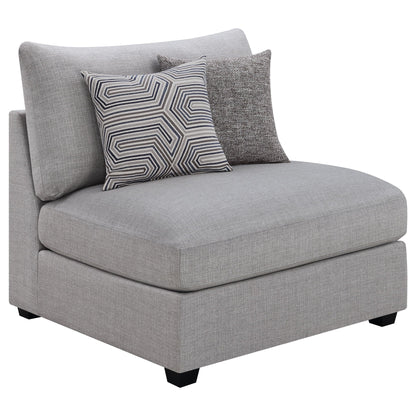 Lafayette modular sofa by HouseOfZazla, gray fabric, 3 cushions including geometric pillow on Tampa Home & Garden Store