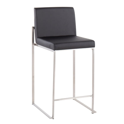 Contemporary High Back Counter Stool with padded backrest in black leatherette chrome frame on Tampa Home & Garden Store