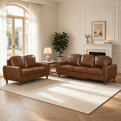 Breathable Faux Leather Sofa and Loveseat Set