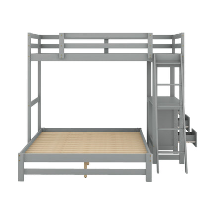 Bunk bed with built-in desk and 3 drawers, gray metal, HouseOfZazla on Tampa Home & Garden Store
