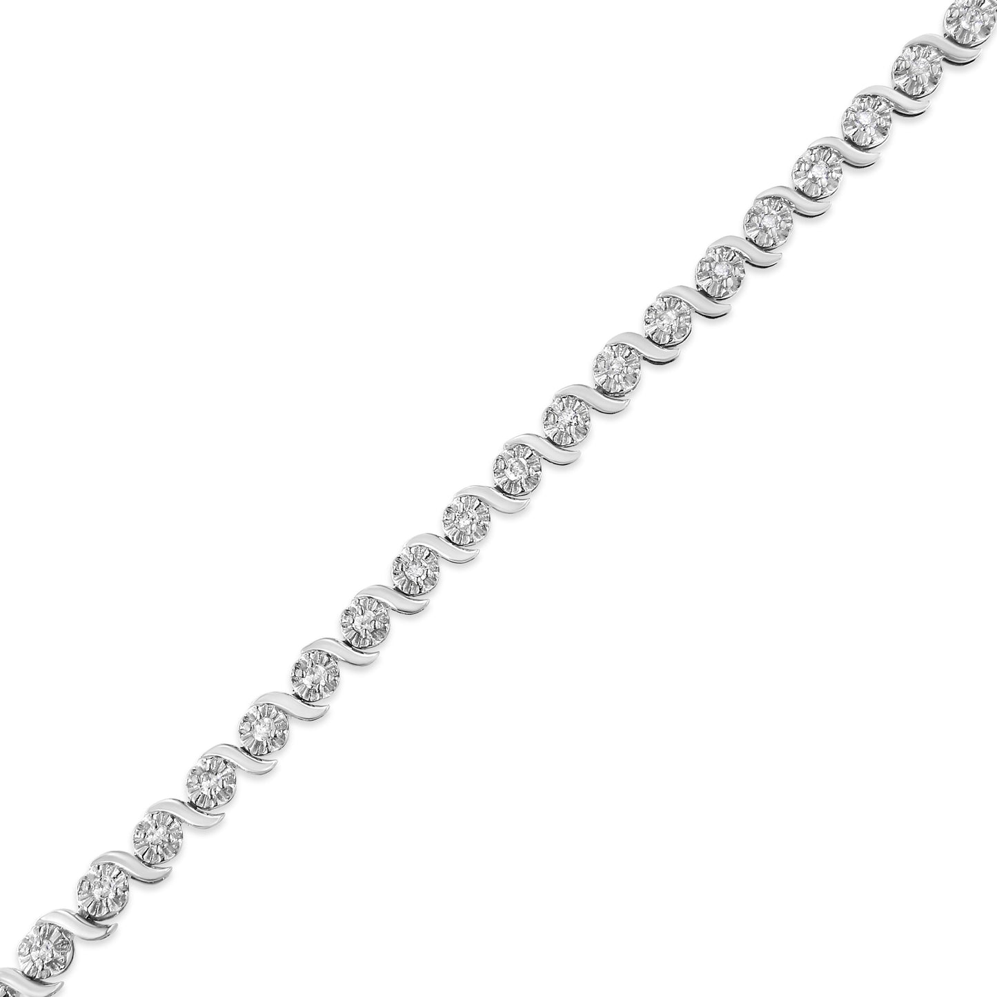 Bracelet .925 Sterling Silver 1.0 cttw diamonds with spiral wave tennis, Bids.com on Tampa Home & Garden Store