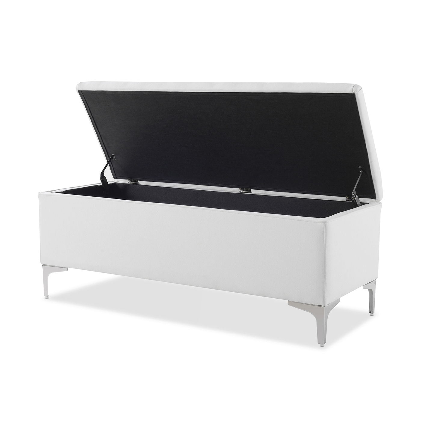 Madelyn modern storage bench bright white dye with lift lid and black interior HouseOfZazla on Tampa Home & Garden Store