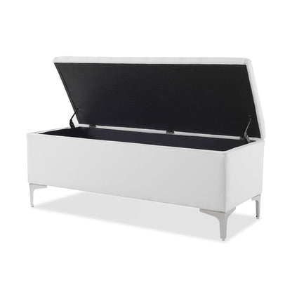 Madelyn modern storage bench bright white dye with lift lid and black interior HouseOfZazla on Tampa Home & Garden Store