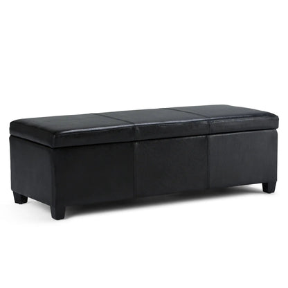 Avalon storage ottoman bench, black leather upholstery, Unique Piece Furniture on Tampa Home & Garden Store