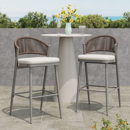Outdoor Bar Stools With Scallop Cushion And Frame