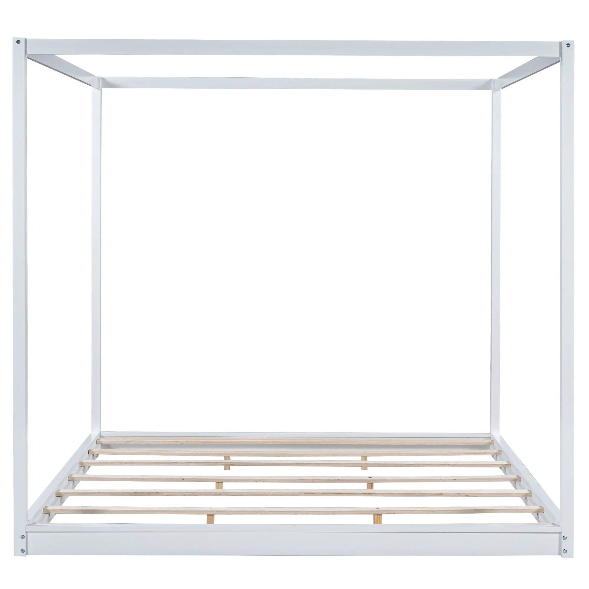 Wood Canopy Platform Bed with Airflow Slats and Support Legs, white finish Unique Piece Furniture on Tampa Home & Garden Store