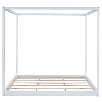 Wood Canopy Platform Bed with Airflow Slats and Support Legs, white finish Unique Piece Furniture on Tampa Home & Garden Store