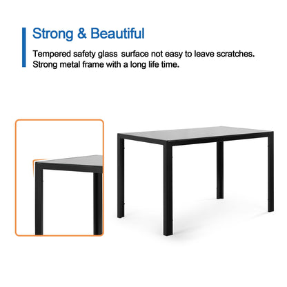 5 Piece Dining Set with Glass Table and 4 Chairs