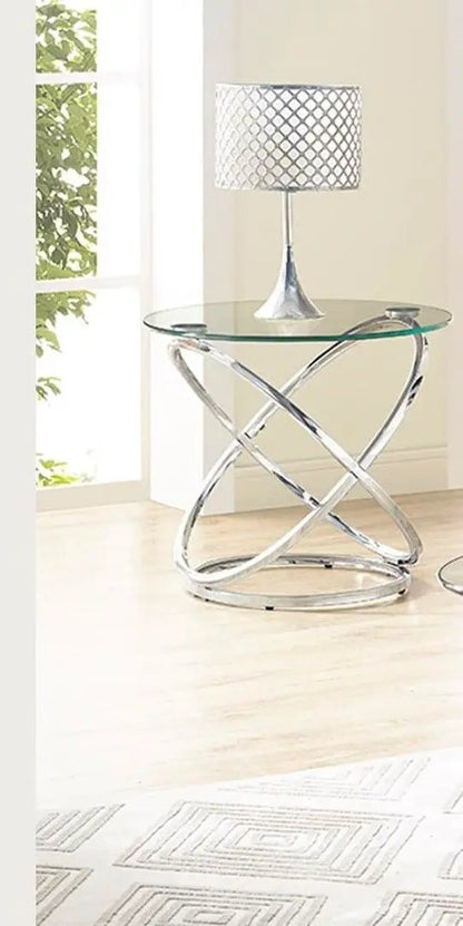 Chrome Cocktail Table Set with Sleek Metal Finish
